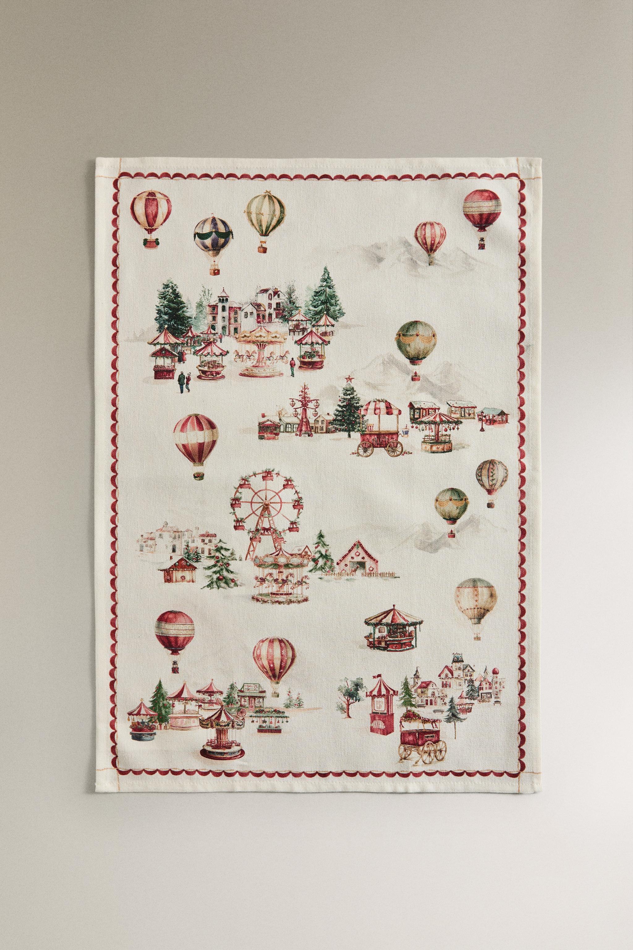 SET OF COTTON CHRISTMAS BALLOON KITCHEN TOWELS (SET OF 2)